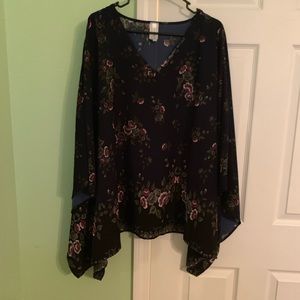 Poncho style plus size blouse